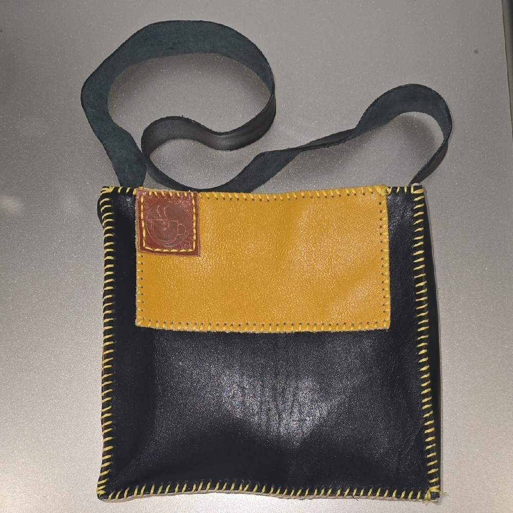 Hand-Made Real Leather Shoulder Bag With Cute Coffee Sign,(for charity❤️)